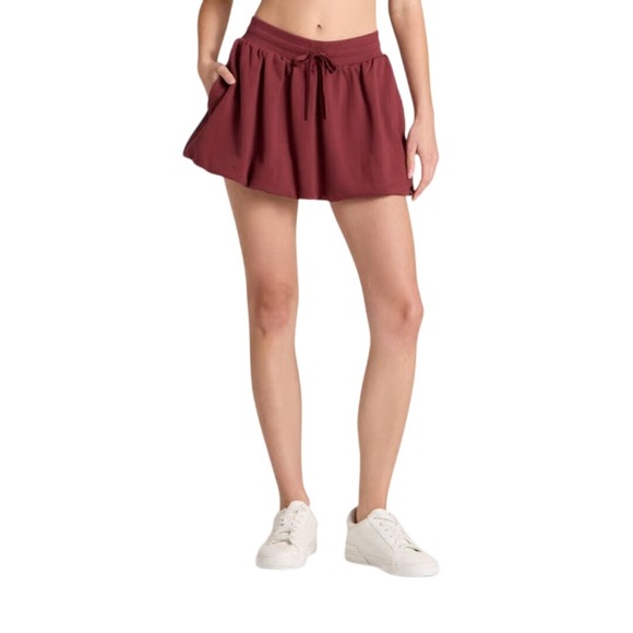 JoyLab Pants - JoyLab Women's Burgundy Bubble Hem Drawstring French Terry Skort Size M